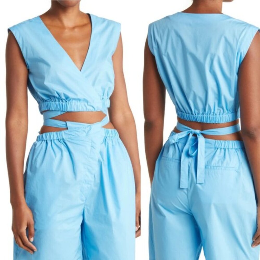 NWT Nicholas Tarla Wrap Sleeveless Crop Top Swim‎ Blue Size 6